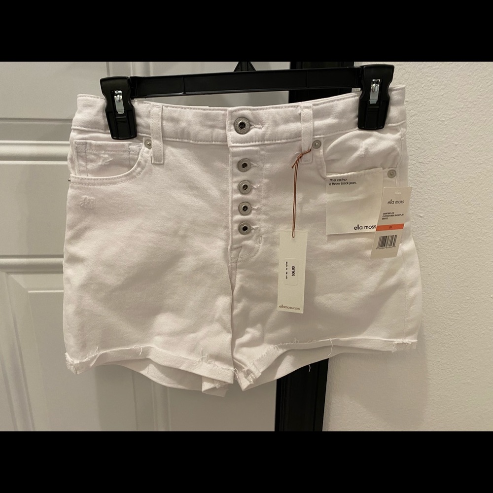 ella moss (Anthropologie) White Denim Cuffed Midi Short - NWT - 26 & 27 - Picture 11 of 14